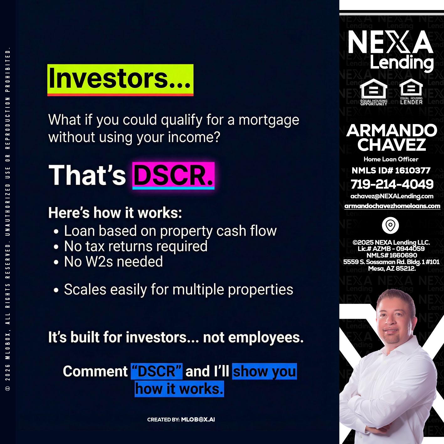 INVESTORS - Armando Chavez -Home Loan Officer