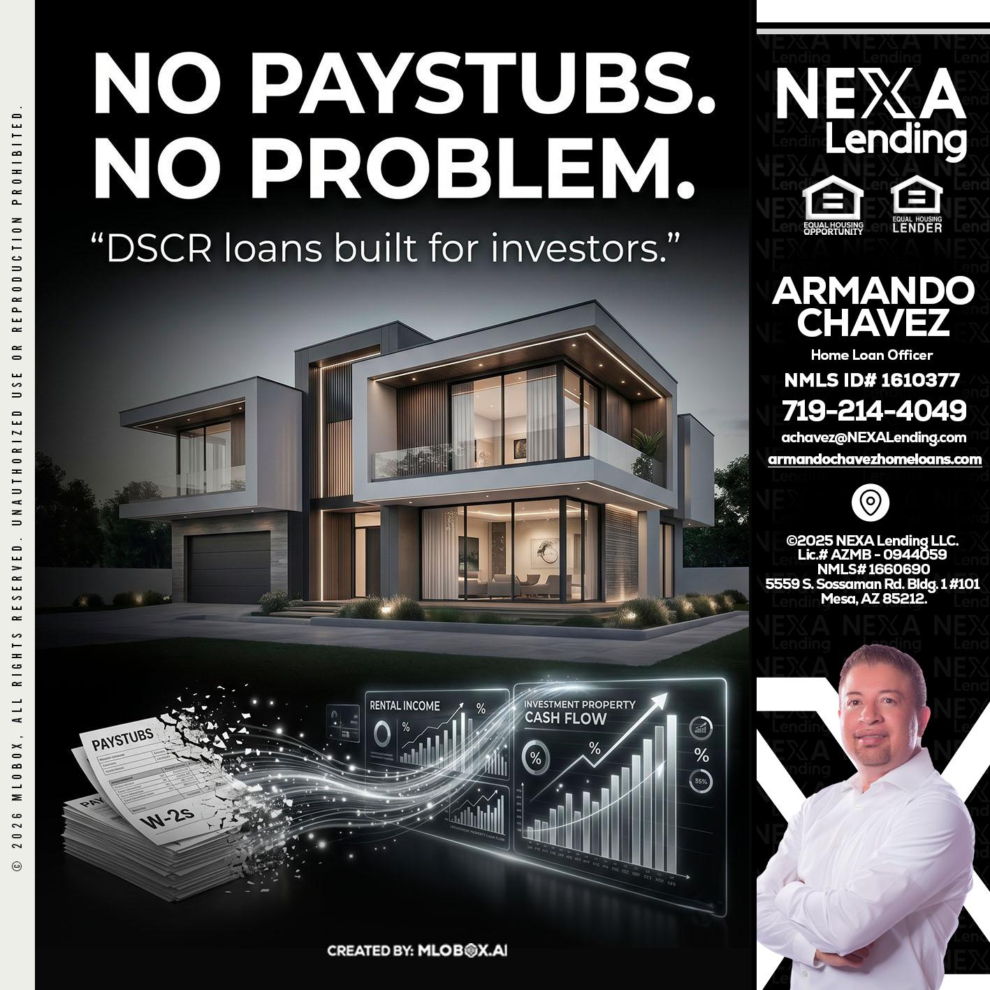 no paystub - Armando Chavez -Home Loan Officer