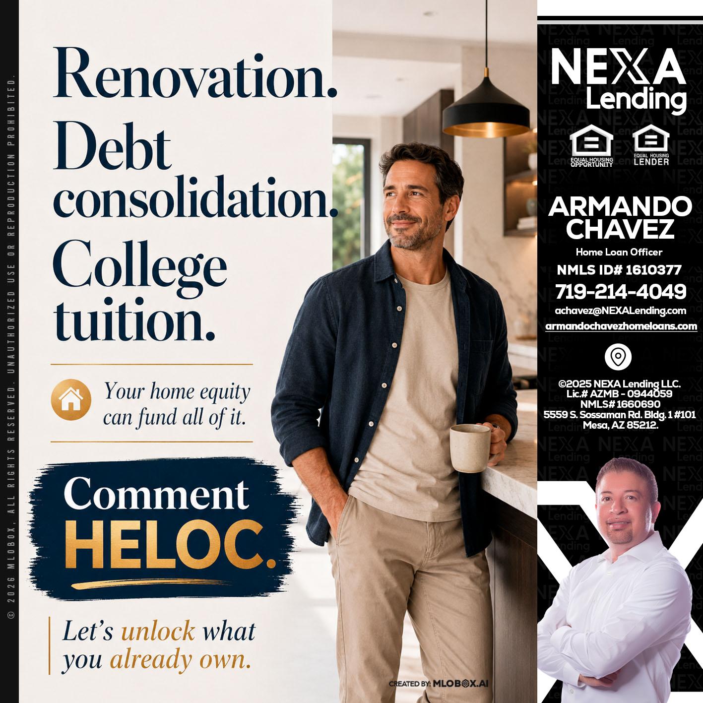 RENOVATION DEBT - Armando Chavez -Home Loan Officer