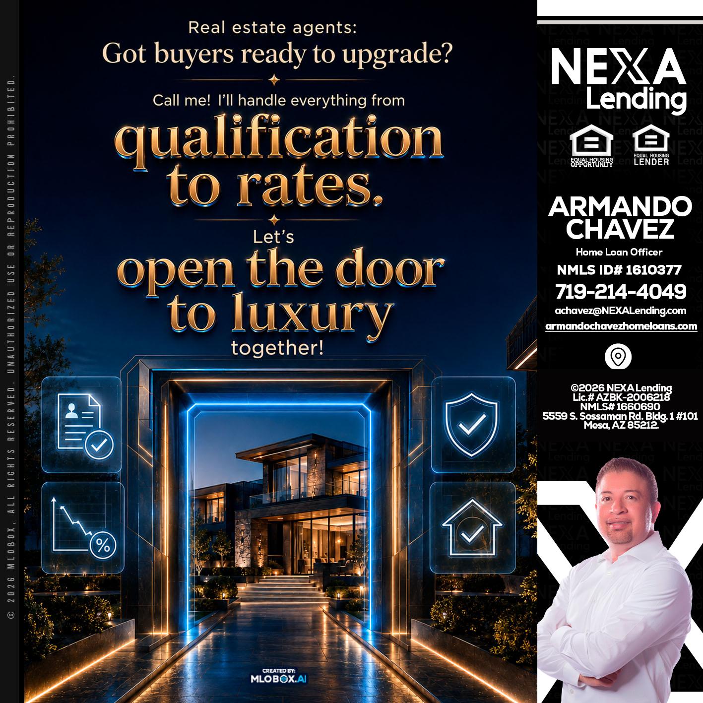 QUALIFICATION TO RATES - Armando Chavez -Home Loan Officer