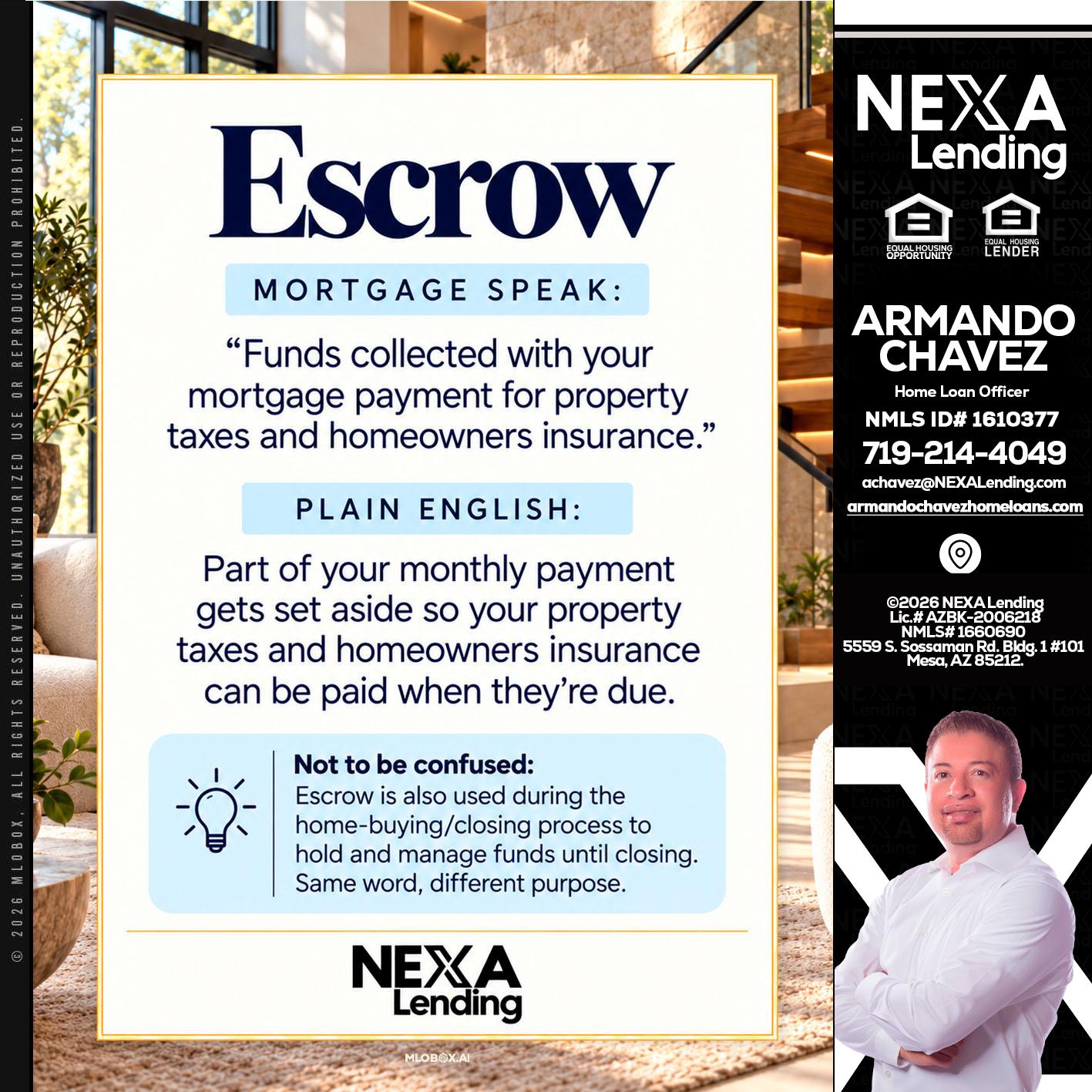 ESCROW - Armando Chavez -Home Loan Officer